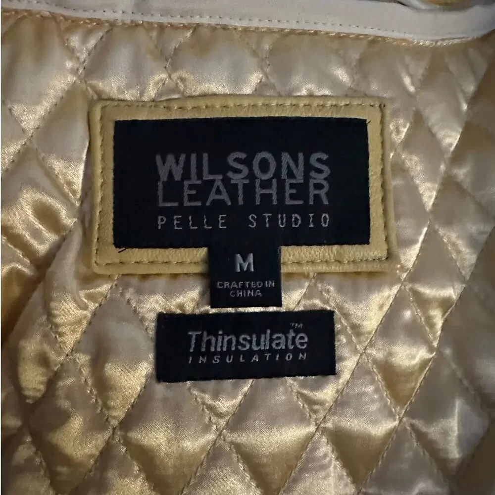 Wilsons Tan Leather Moto Jacket Blazer - Picture 9 of 10